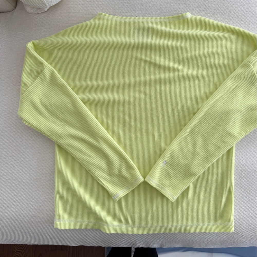 Dudley Stephens Bright Yellow Somerset Sweatshirt in Ribbed Fleece - Picture 2 of 4